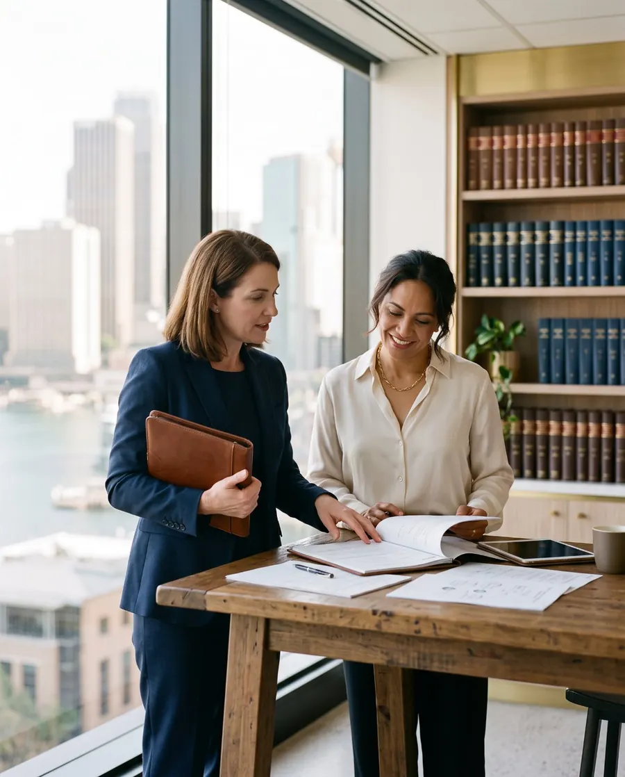 Two professionals reviewing a file (illustrative)
